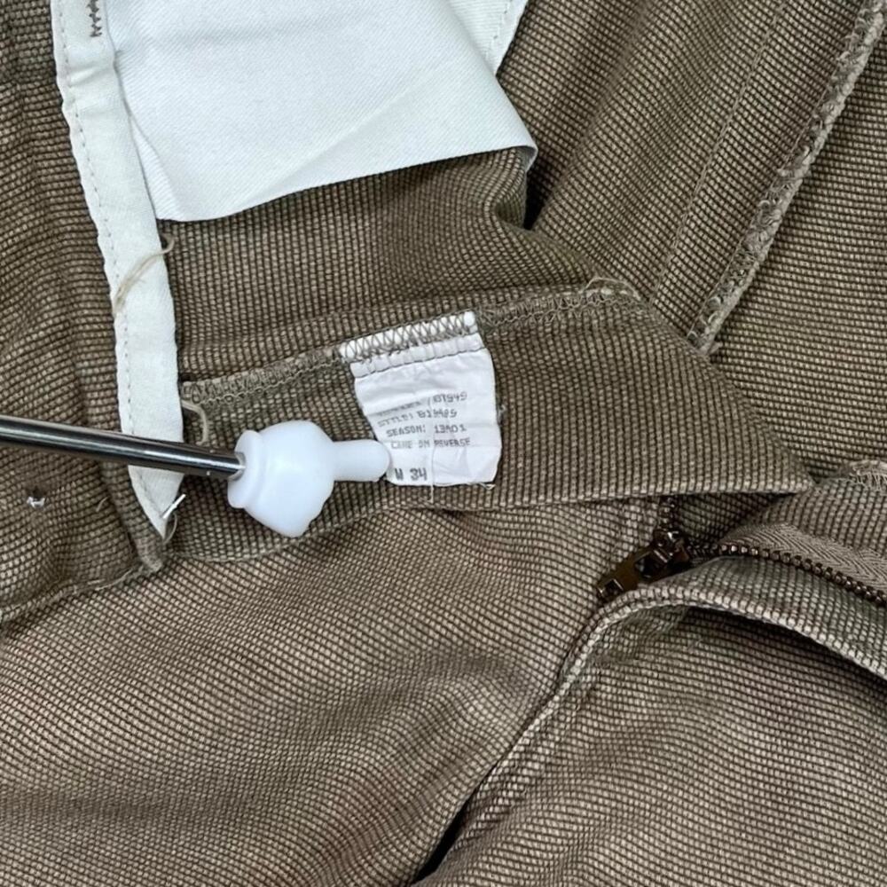 Vintage 90s Dress Pants 34x30 Baggy Wide Leg Fit Tan Canvas Heavy Duty - Picture 4 of 4